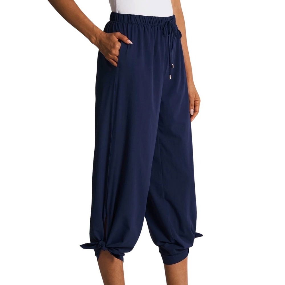 Coolibar NWOT Petra Wide Leg Pants Navy Blue UPF 50+ Sun Protection Womens Size - Picture 4 of 12